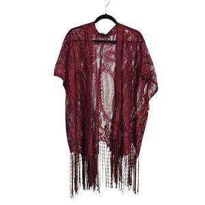 J. Roberts Kimono M Burgundy Paisley Lace Whimsigoth Dark Fairy
